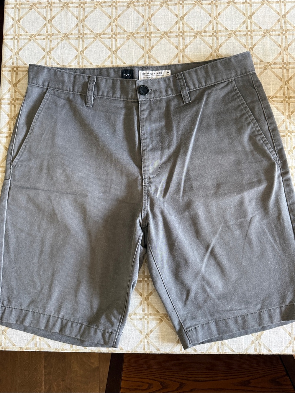 RVCA Men's Gray Flat Front Chino Shorts